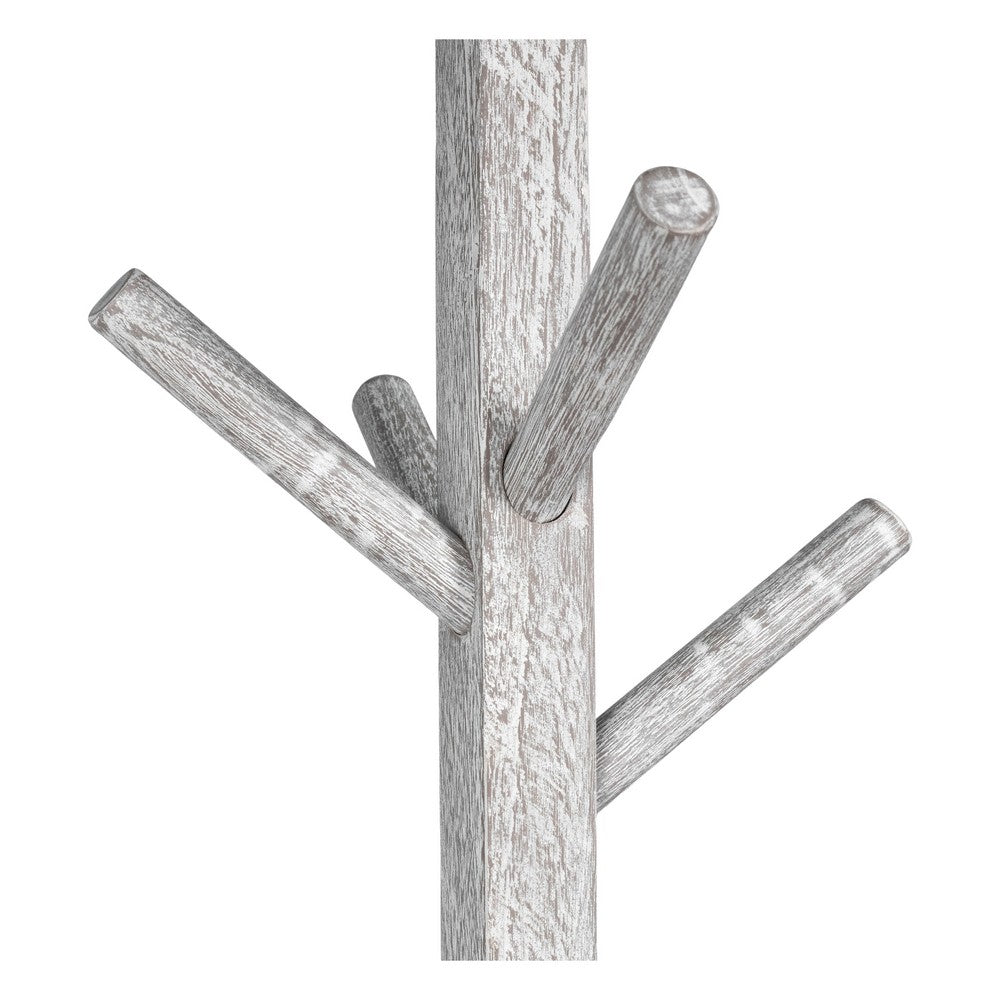Hiya Freestanding Hat, Coat Rack, 8 Branch Hooks, Whitewash Teakwood, 72 Inch - UPT-355834