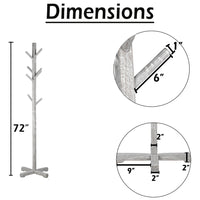 Hiya Freestanding Hat, Coat Rack, 8 Branch Hooks, Whitewash Teakwood, 72 Inch - UPT-355834