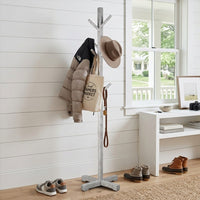 Hiya Freestanding Hat, Coat Rack, 8 Branch Hooks, Whitewash Teakwood, 72 Inch - UPT-355834