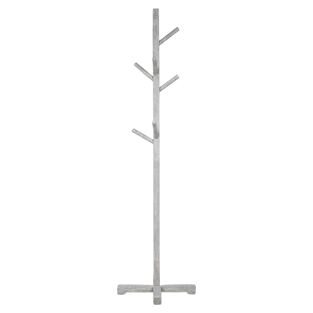Hiya Freestanding Hat, Coat Rack, 8 Branch Hooks, Whitewash Teakwood, 72 Inch - UPT-355834