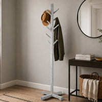Hiya Freestanding Hat, Coat Rack, 8 Branch Hooks, Whitewash Teakwood, 72 Inch - UPT-355834