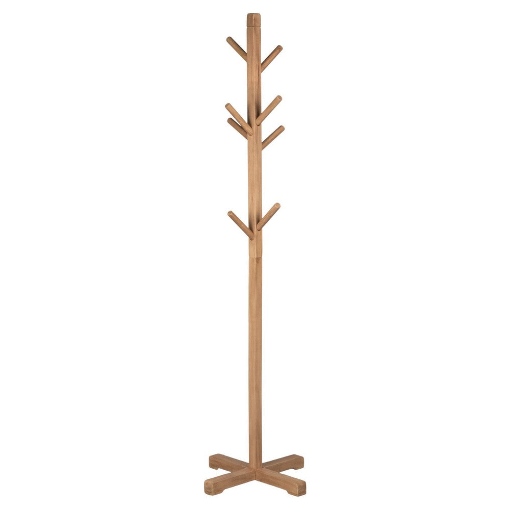 Hiya Freestanding Hat, Coat Rack, 8 Branch Hooks, Natural Brown Teakwood, 72 Inch - UPT-355835