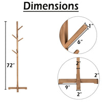 Hiya Freestanding Hat, Coat Rack, 8 Branch Hooks, Natural Brown Teakwood, 72 Inch - UPT-355835