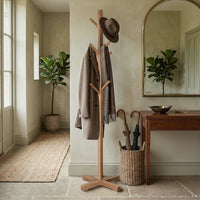 Hiya Freestanding Hat, Coat Rack, 8 Branch Hooks, Natural Brown Teakwood, 72 Inch - UPT-355835