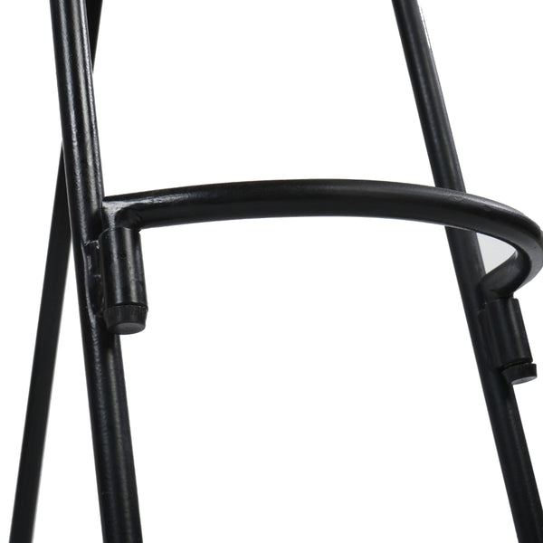 Ela 24 Inch Counter Height Stool, Mango Wood Saddle Seat, Iron Frame, Brown and Black - UPT-37910