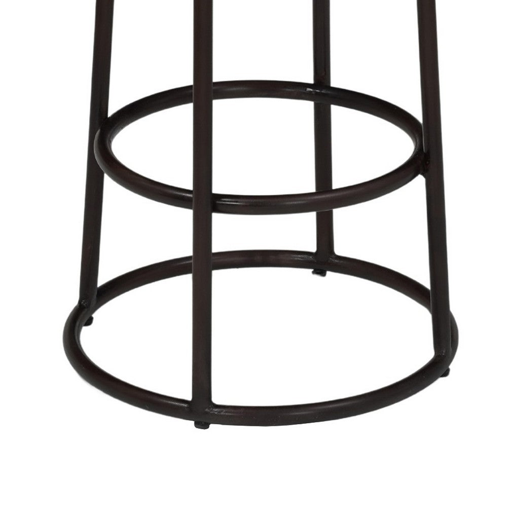 24 Inch Mango Wood Counter Height Barstool With Iron Base, Brown And Black - UPT-636038472