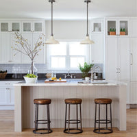 24 Inch Mango Wood Counter Height Barstool With Iron Base, Brown And Black - UPTâ€636038472