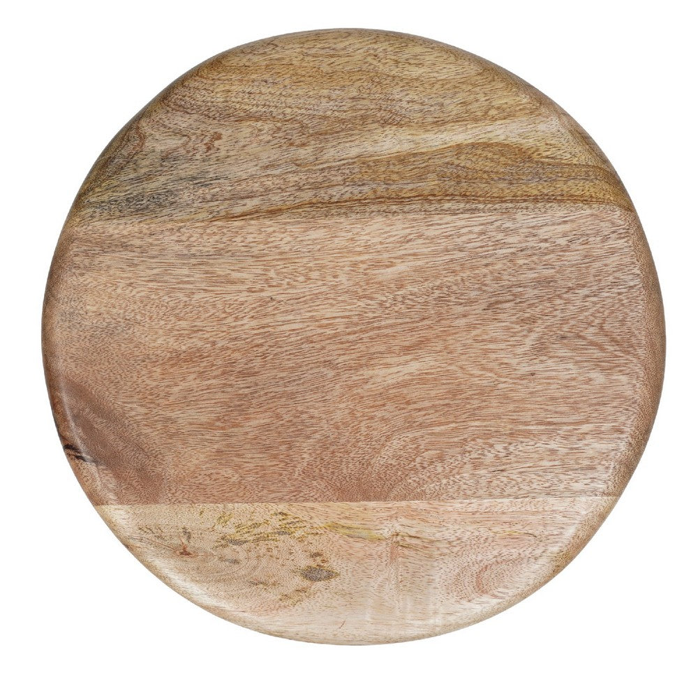 24 Inch Mango Wood Counter Height Barstool With Iron Base, Brown And Black - UPT-636038472