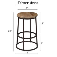 24 Inch Mango Wood Counter Height Barstool With Iron Base, Brown And Black - UPT-636038472