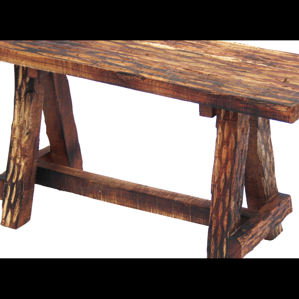 Wooden Garden Patio Bench With Retro Etching, Cappuccino Brown - UPT‐69623