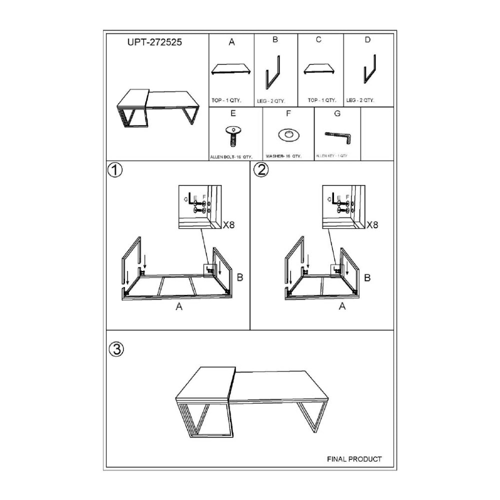 48, 27 Inch 2 Piece Rectangular Wood Nesting Coffee and End Table Set, Sled Metal Base, Brown, Black - UPT-272525