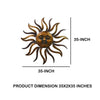 35 Inch Round Hanging Metal Sun Wall Art Decor with Facial Details, Bronze - BM07981