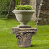 Traditional Resin Decorative Pedestal with Scrolled Design, Weathered Brown - BM147076