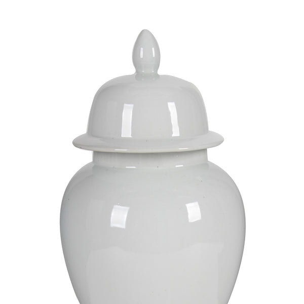 Decorative Porcelain Ginger Jar with Lidded Top, Large, White - BM165657