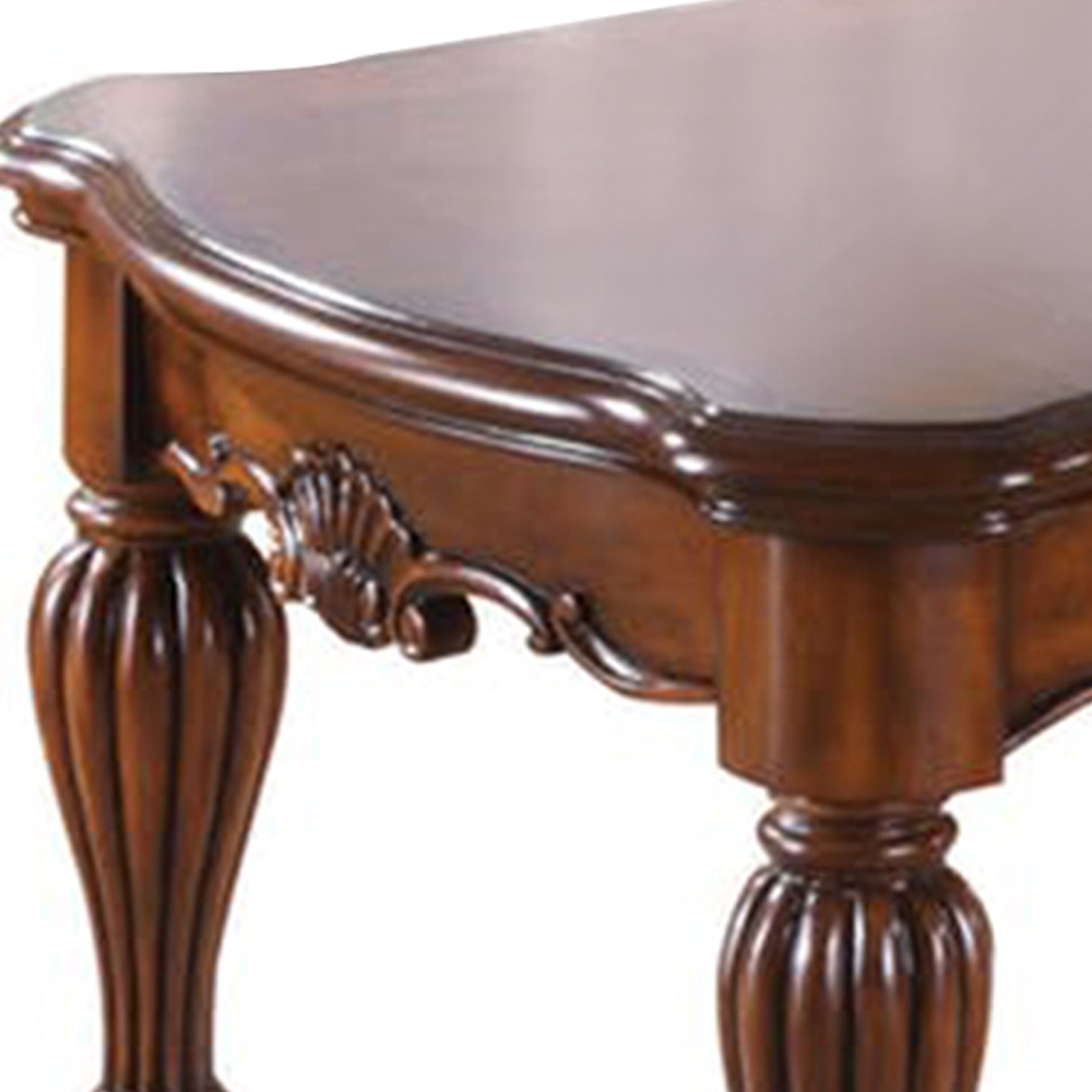 Benjara Wooden Coffee Table with Reeded Turned Legs, Cherry Benjara Wooden Coffee Table with Reeded Turned Legs, Cherry