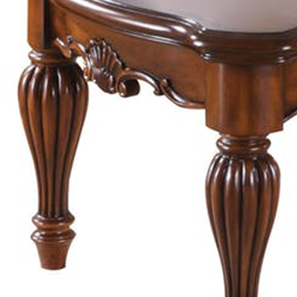 Wooden Coffee Table with Reeded Turned Legs, Cherry Brown - BM186034