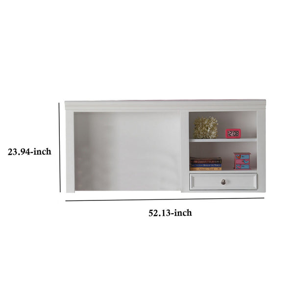 51 Inch 1 Drawer Computer Hutch with 2 Open Compartments, White - BM194208
