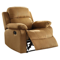 Microfiber Metal Glider Recliner Chair with Pillow Top Armrest, Light Brown - BM154327