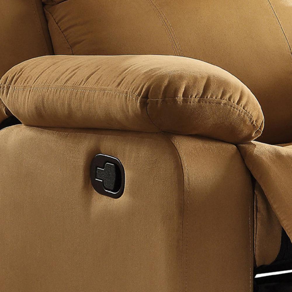 Microfiber Metal Glider Recliner Chair with Pillow Top Armrest, Light Brown - BM154327