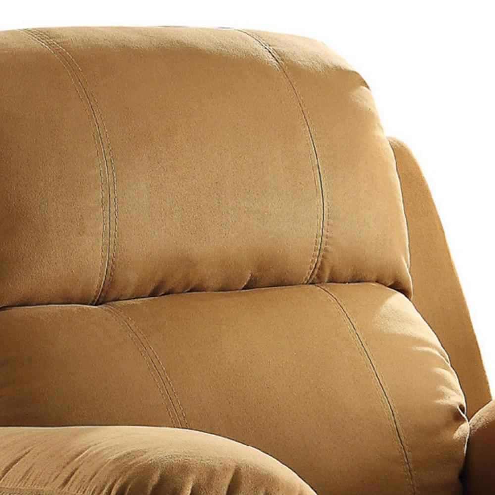 Microfiber Metal Glider Recliner Chair with Pillow Top Armrest, Light Brown - BM154327