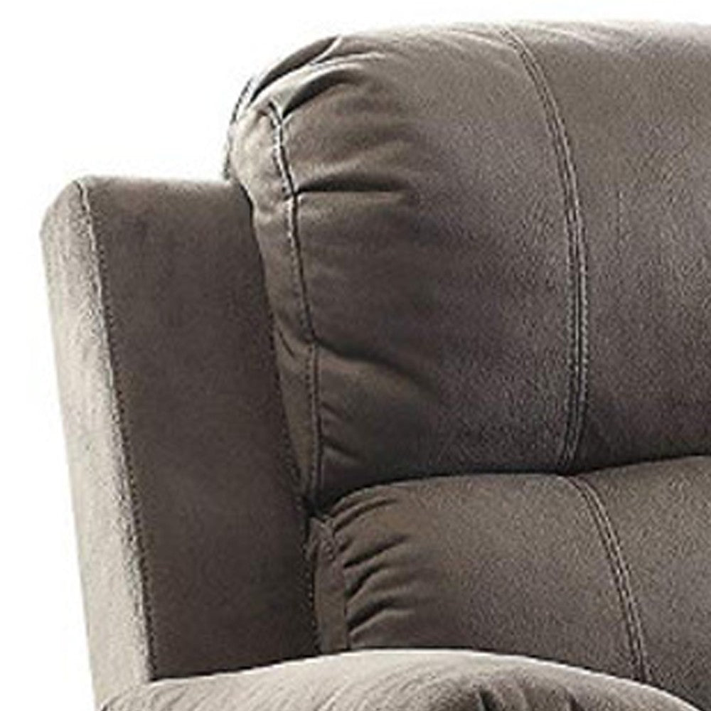 BM185749 Contemporary Style Upholstered Recliner with Cushioned Armrests, Charcoal Gray