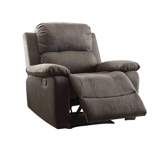 BM185749 Contemporary Style Upholstered Recliner with Cushioned Armrests, Charcoal Gray