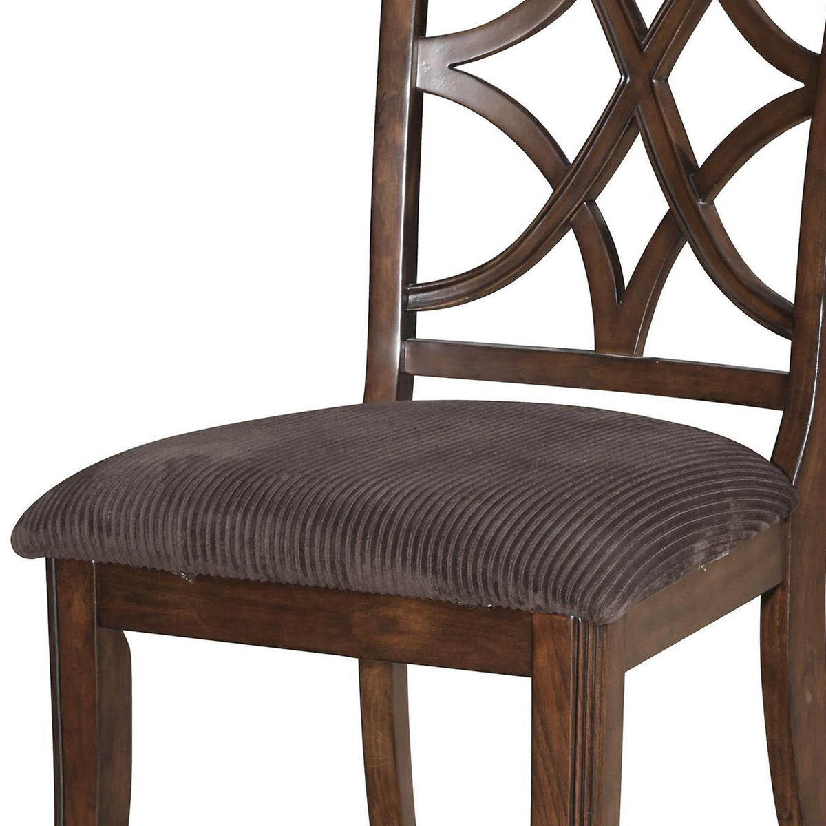 Wooden Side Chair with Cutout Backrest, Set of 2, Brown - BM191383