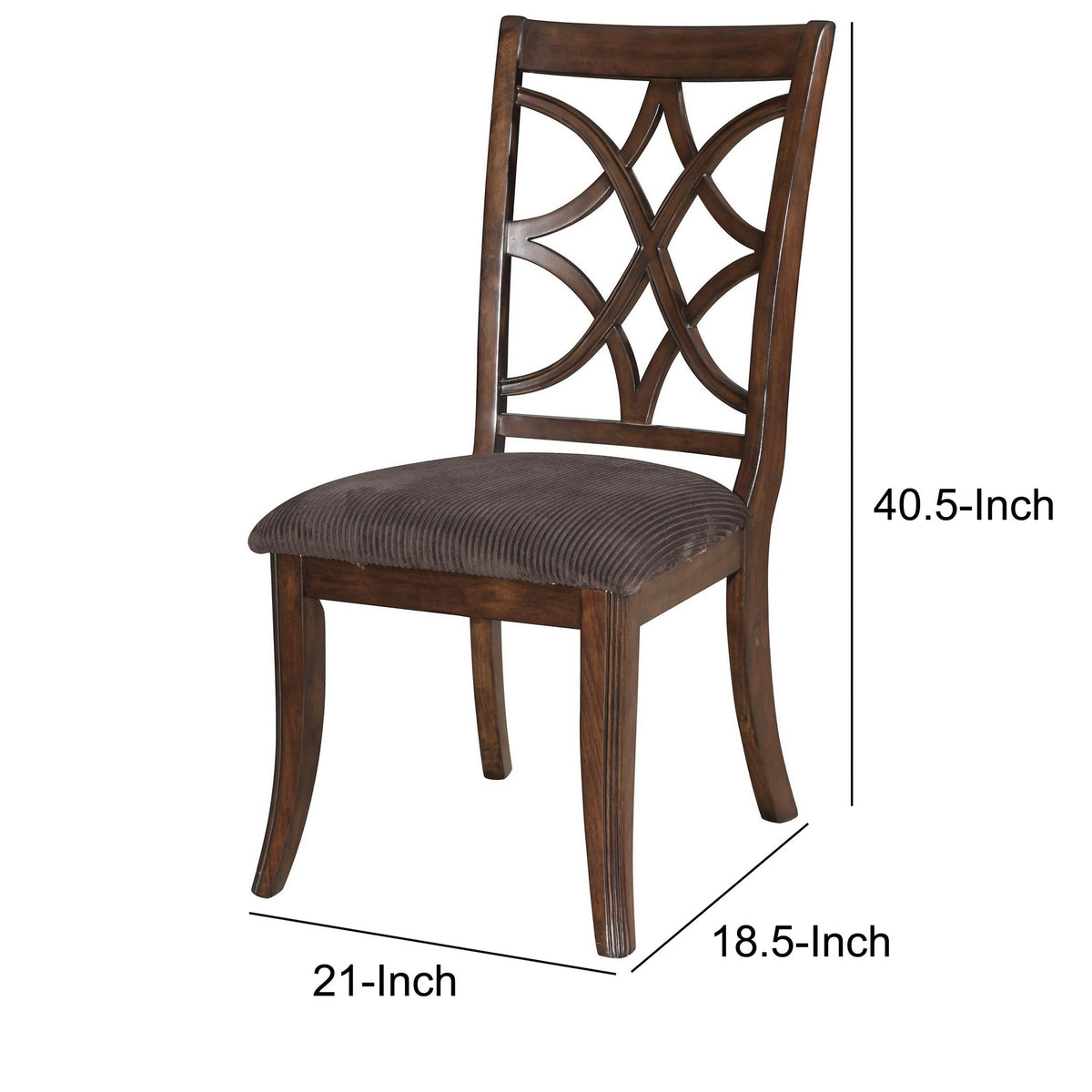 Wooden Side Chair with Cutout Backrest, Set of 2, Brown - BM191383