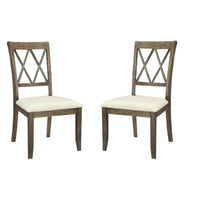 Fabric Padded Side Chairs with Double X Shaped Back, Set of 2, Brown - BM186179
