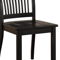 Wooden Side Chair with Slatted Backrest, Set of 2, Black - BM186186