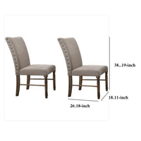 Fabric Flared Back Side Chair with Nailhead Trim, Set of 2, Gray - BM186232