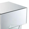 BM186250 Mirror and Glass End Table with Unique Geometrical Base Design, Silver