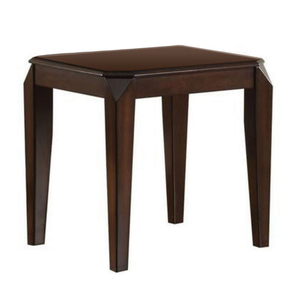 22.5 Inch Wood End Table with Beveled Tapered Legs, Brown - BM186266
