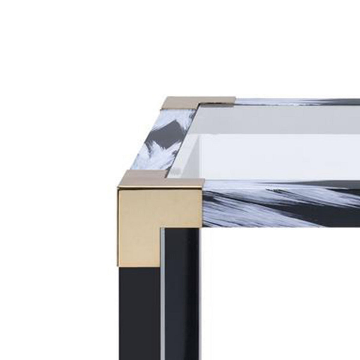 34 Inch Glass Top Rectangular Metal End Table, Black - BM186968