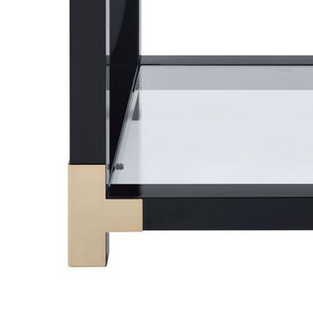 34 Inch Glass Top Rectangular Metal End Table, Black - BM186968