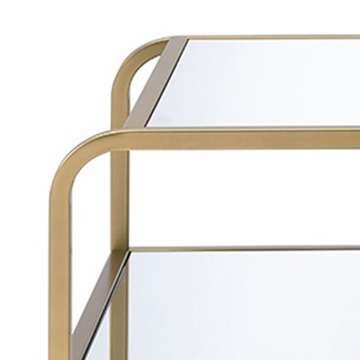 23 Inch 2 Tier Metal Frame Mirrored End Table, Gold and Silver - BM193831