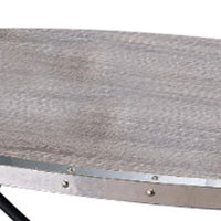 15 Inch Oval Coffee Table with Irregular Metal Base, Gray - BM156781