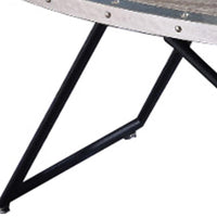15 Inch Oval Coffee Table with Irregular Metal Base, Gray - BM156781