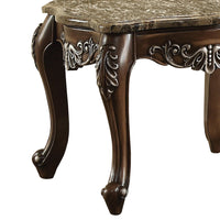 Wooden End Table with Marble Top in Antique Oak Brown  - BM177648