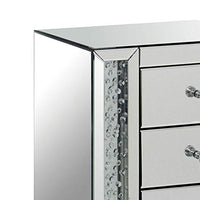 3 Drawer Mirrored Nightstand with Faux Crystals Inlay, Silver - BM154572