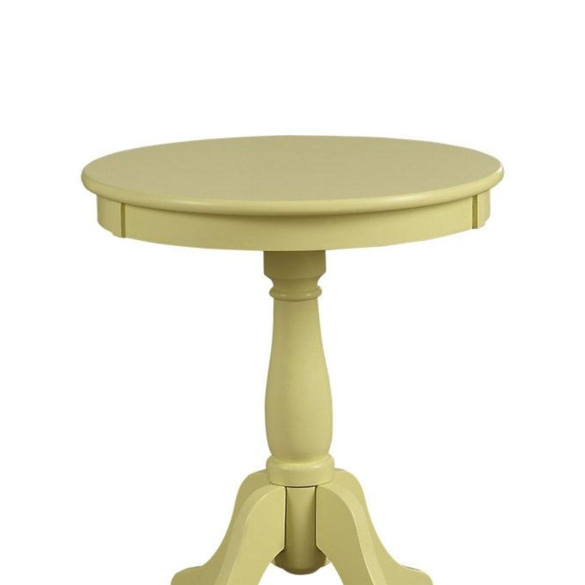 22" Wooden Round Side Table with Pedestal Base, Yellow - BM186986