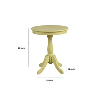 22" Wooden Round Side Table with Pedestal Base, Yellow - BM186986