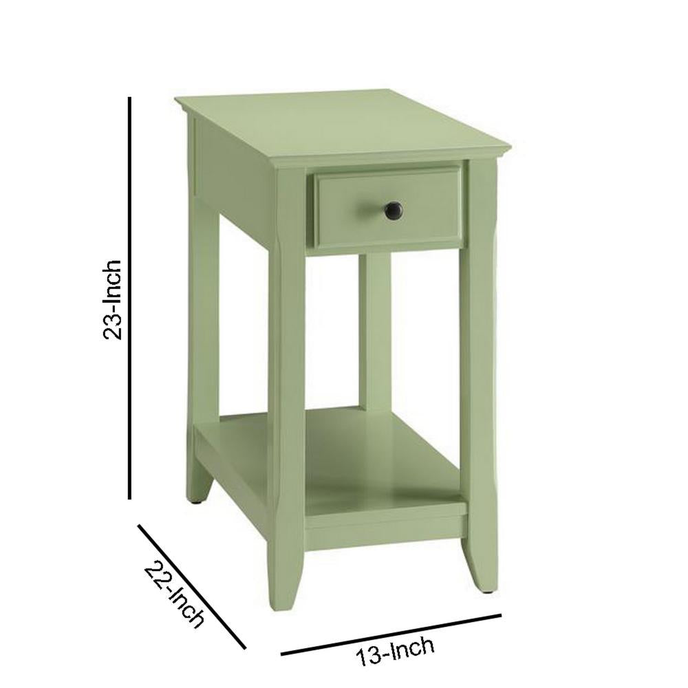 23" Rectangular Wooden Side Table with 1 Drawer, Green - BM157303