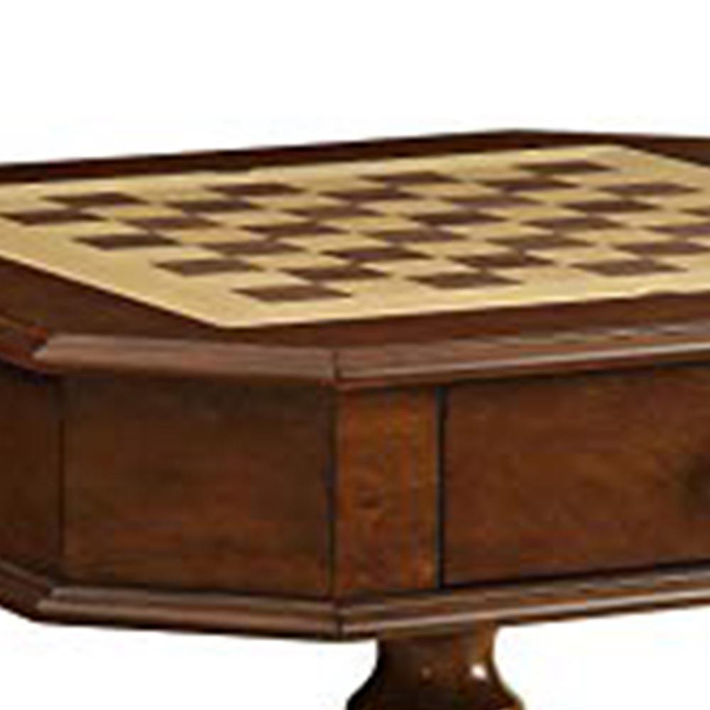 31 Inch Chess Game Table With Clipped Corners, Brown - BM157305