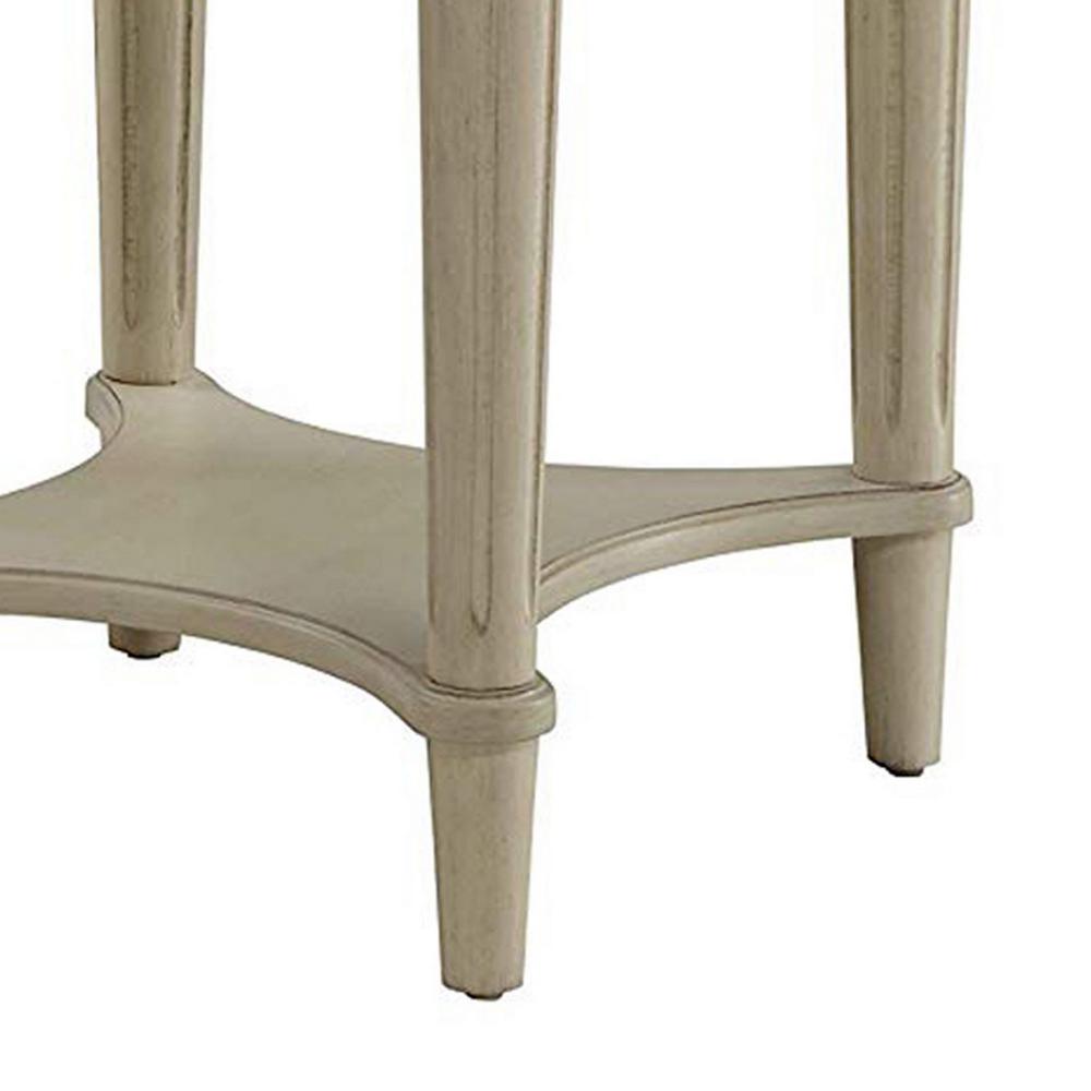 Fordon Round End Table, Scalloped Top, Antique White - BM154599