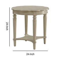 Fordon Round End Table, Scalloped Top, Antique White - BM154599