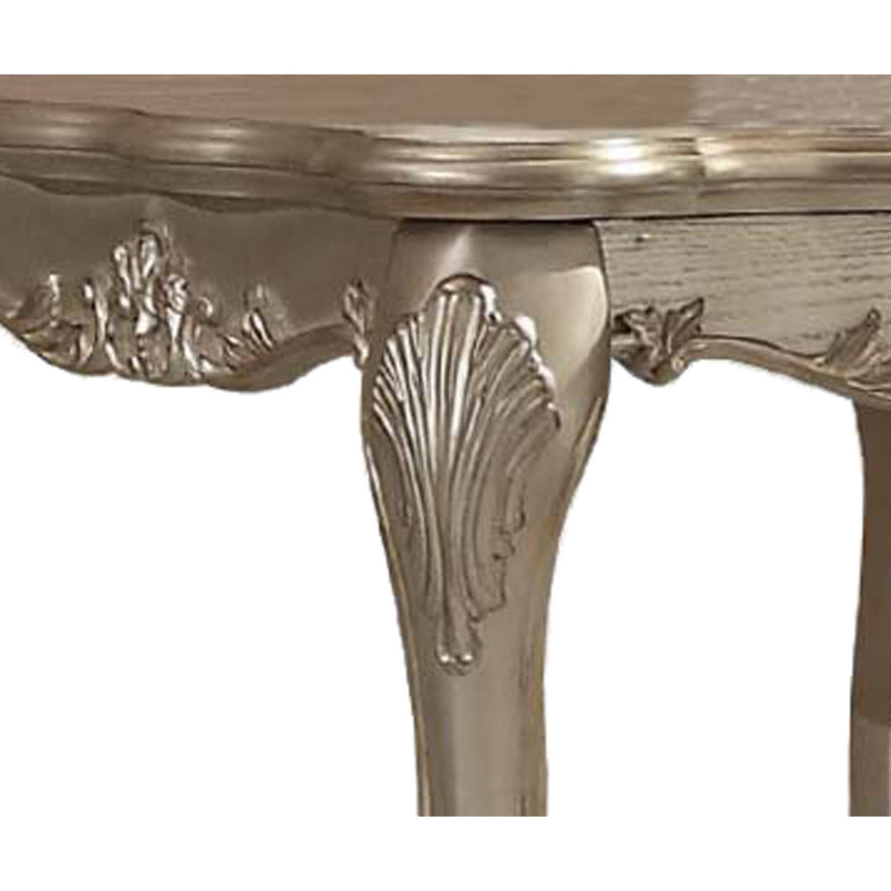 Wooden End Table with Claw Feet and Carved Intricate Motifs,Gold and Silver - BM177682