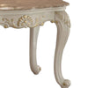 Wooden End Table With Marble Top, Pearl White  - BM177690