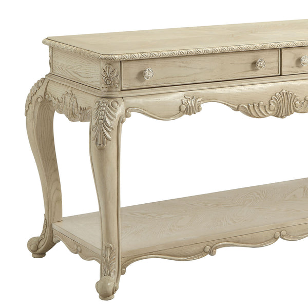 30 Inch 2 Drawer Console Table with Bottom Shelf, Antique White - BM191258
