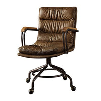 Metal & Leather Executive Office Chair, Vintage Whiskey Brown - BM163668